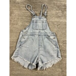 Wild Fable Shortalls Overall Shorts Womens‎ XS Blue Light Denim Raw Hem Cotton
